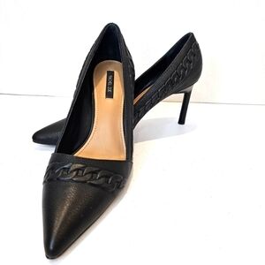 Rachel Zoe Kenley Chain Link Pumps Women Size 8 Matte Black Leather Pointed Toe